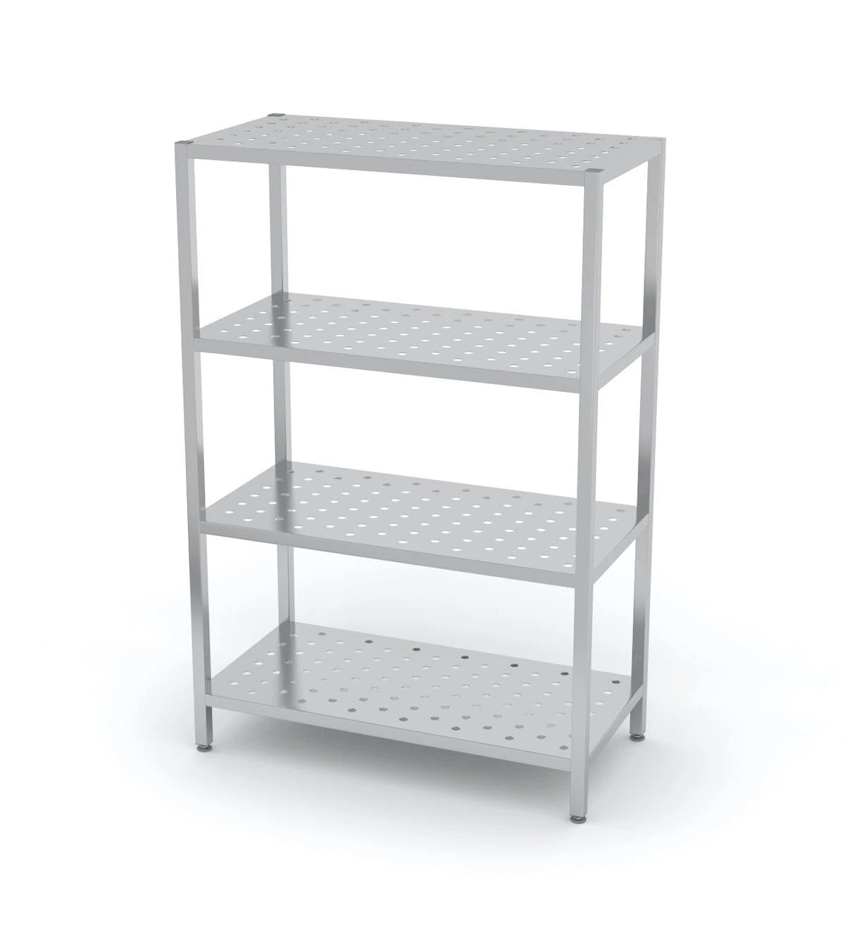 Null Edelstahl Gastro-Lagerregal Mit 4 Perforierten Ablagefächern | AISI 430 Qualität | HxBxT 180x130x70 – Bild 7