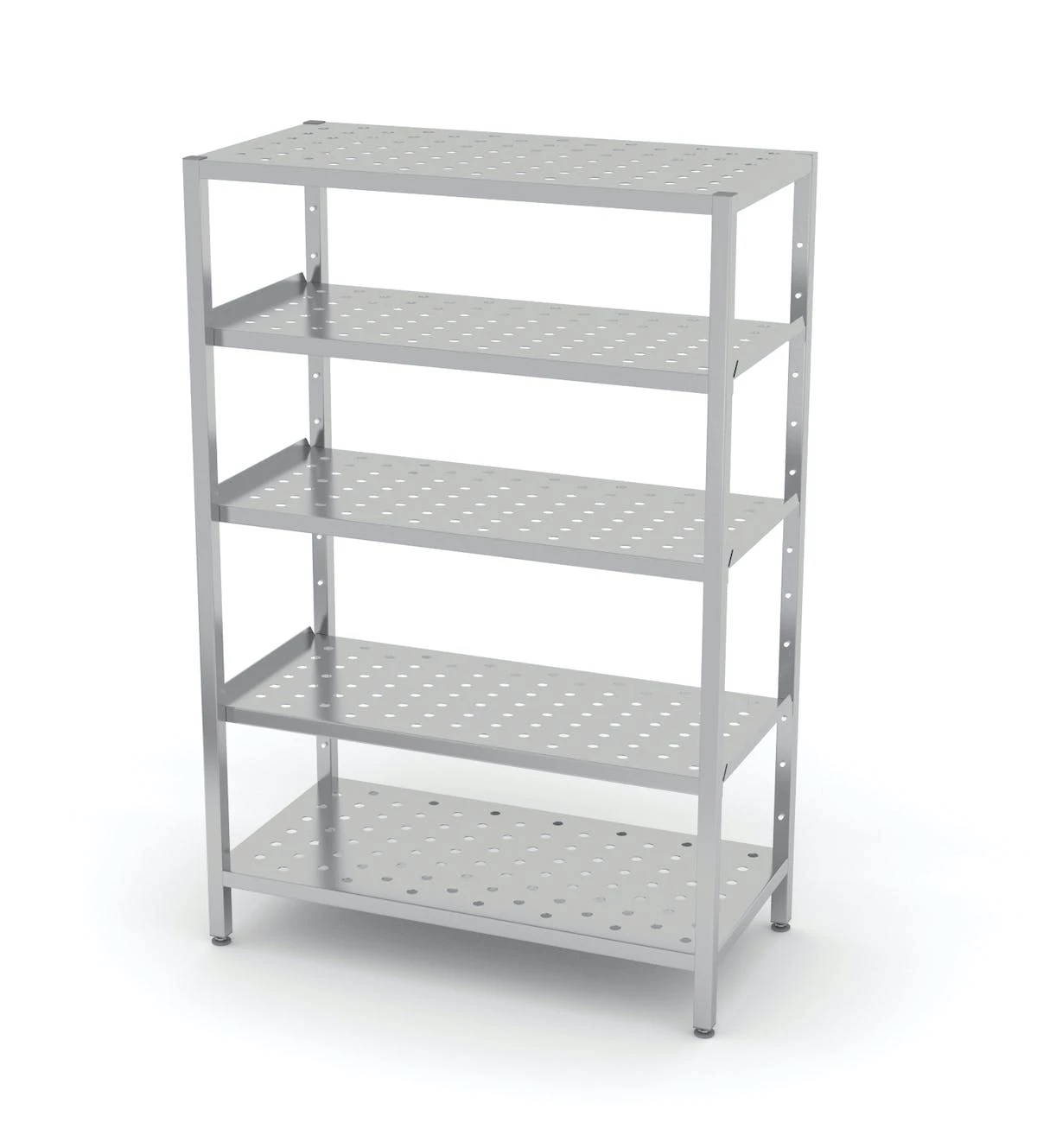 Null Edelstahl Gastro-Lagerregal Mit 4 Perforierten Ablagefächern | AISI 430 Qualität | HxBxT 180x100x50 – Bild 4