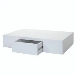 Null Wandregal Oise, Regal Hängeregal Mit Schublade, 40cm ~ Weiß