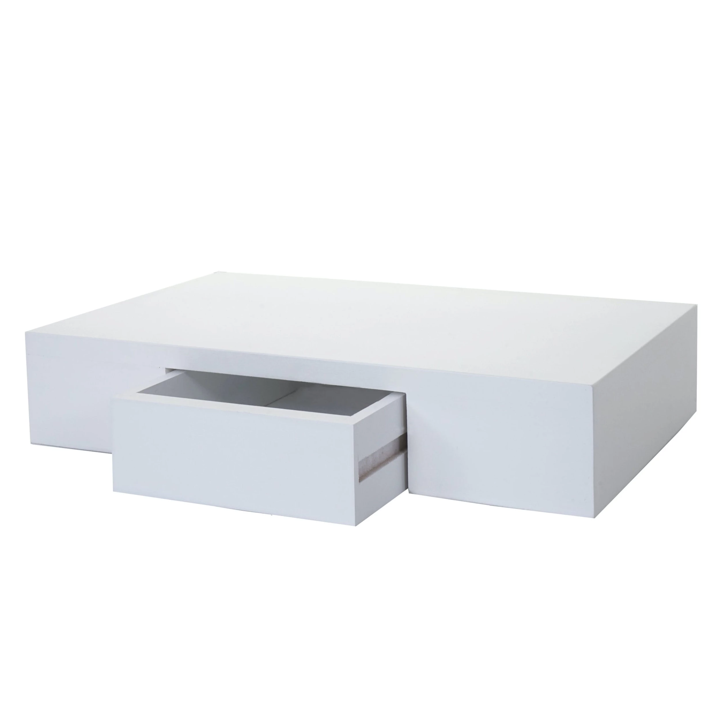 Null Wandregal Oise, Regal Hängeregal Mit Schublade, 40cm ~ Weiß