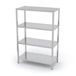 Null Edelstahl Gastro-Lagerregal Mit 4 Perforierten Ablagefächern | AISI 430 Qualität | HxBxT 180x80x60