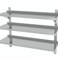 Null Edelstahl Gastro-Wandboard Verstellbar & Perforiert (3 Ablagefächer) | AISI 430 Qualität | HxBxT 87,5x110x40