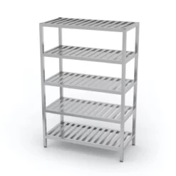 Null Edelstahl Gastro-Lagerregal Mit 5 Grätingfächern | AISI 430 Qualität | HxBxT 180x130x70