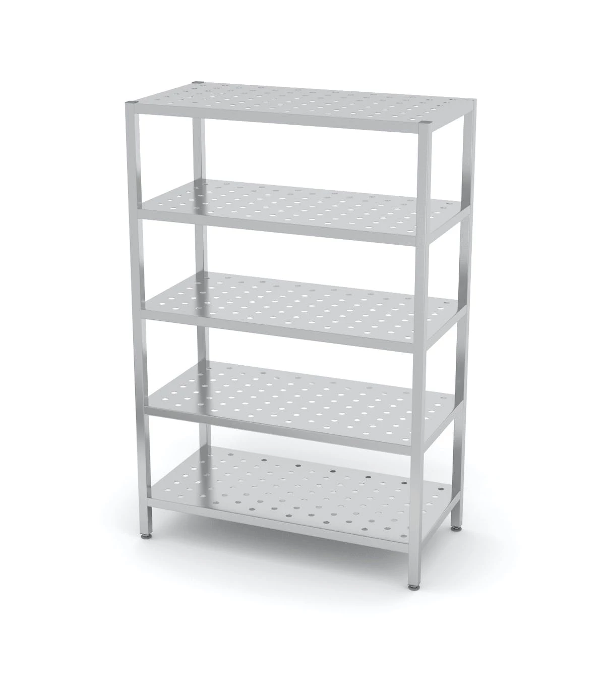 Null Edelstahl Gastro-Lagerregal Mit 4 Perforierten Ablagefächern | AISI 430 Qualität | HxBxT 180x100x50 – Bild 2