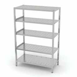 Null Edelstahl Gastro-Lagerregal Mit 5 Verstellbaren (perforierten) Ablagefächern | AISI 430 Qualität | HxBxT 180x120x70