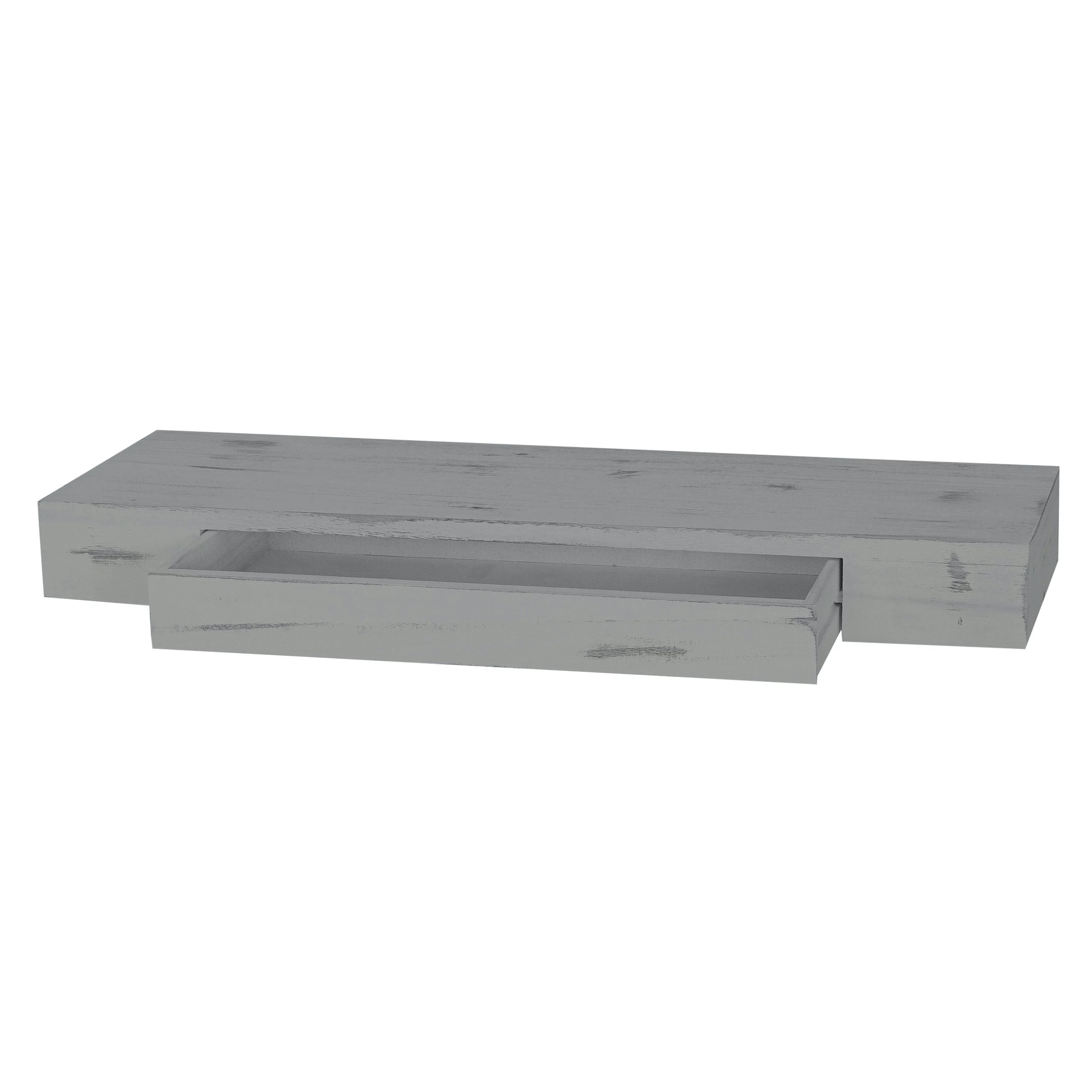 Null Wandregal Oise, Regal Hängeregal Mit Schublade, 40cm ~ Weiß – Bild 4