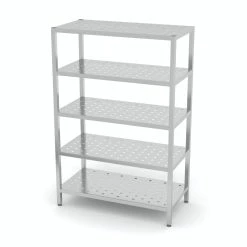Null Edelstahl Gastro-Lagerregal Mit 5 Perforierten Ablagefächern | AISI 430 Qualität | HxBxT 180x80x60