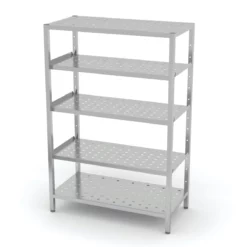 Null Edelstahl Gastro-Lagerregal Mit 5 Verstellbaren (perforierten) Ablagefächern | AISI 430 Qualität | HxBxT 180x110x40