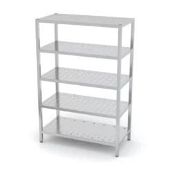 Null Edelstahl Gastro-Lagerregal Mit 5 Perforierten Ablagefächern | AISI 430 Qualität | HxBxT 180x70x60