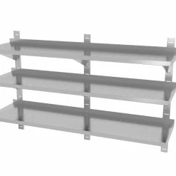 Null Edelstahl Gastro-Wandboard Verstellbar & Perforiert (3 Ablagefächer) | AISI 430 Qualität | HxBxT 87,5x180x30