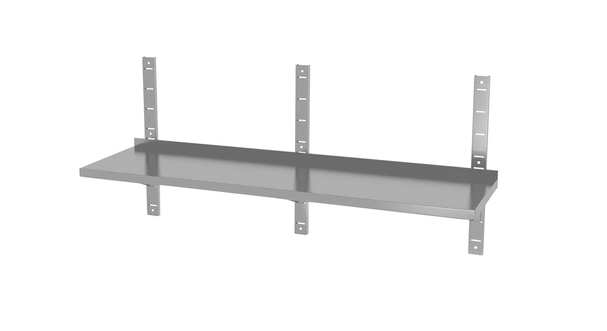 Null Edelstahl Gastro-Wandboard Verstellbar (3 Konsolen) | AISI 430 Qualität | HxBxT 60x190x40 – Bild 4