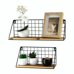 Null 2er Set Wandregal 'Liam' 30/43x12x15 - Schwarz/Natur