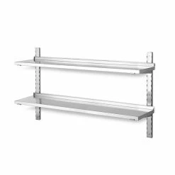 Null Wandregal Aus Edelstahl, Mit 2 Böden, BxT 1200x355 Mm, Tragkraft 20 Kg/Boden