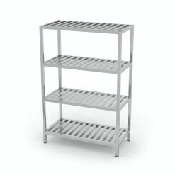 Null Edelstahl Gastro-Lagerregal Mit 4 Grätingfächern | AISI 430 Qualität | HxBxT 180x80x40