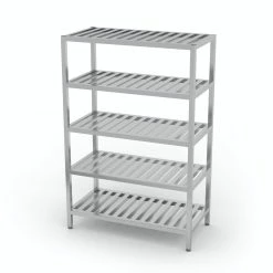 Null Edelstahl Gastro-Lagerregal Mit 5 Grätingfächern | AISI 430 Qualität | HxBxT 180x130x40