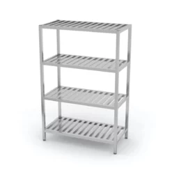 Null Edelstahl Gastro-Lagerregal Mit 4 Grätingfächern | AISI 430 Qualität | HxBxT 180x110x40