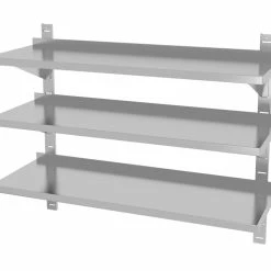 Null Edelstahl Gastro-Wandboard Verstellbar (3 Ablagefächer) | AISI 430 Qualität | HxBxT 87,5x80x40