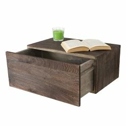 Null Wandregal HWC-C55, Schubladen-Regal, Shabby-Look Vintage, 21x46x30cm ~ Braun