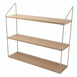 Null Wandregal Mit 3 Ablagen 60x15xH54cm Grau/Natur
